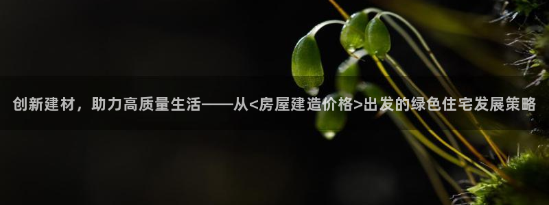 安信12平台注册：创新建材，助力高质量生活——从<房屋建造价格>出发的绿色住宅发展策略